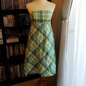 Gap strapless plaid dress